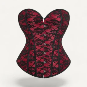 Corset Femme Dentelle Rouge Fleuri